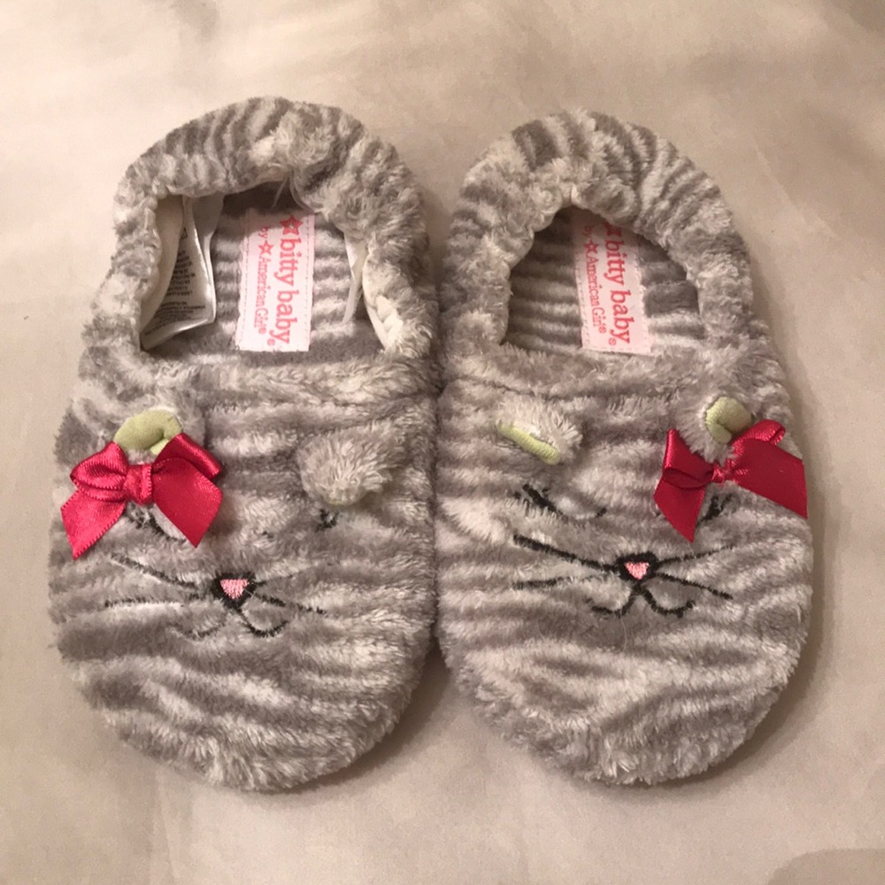 American Girl Bitty Baby Toddler Girl Cat Slippers